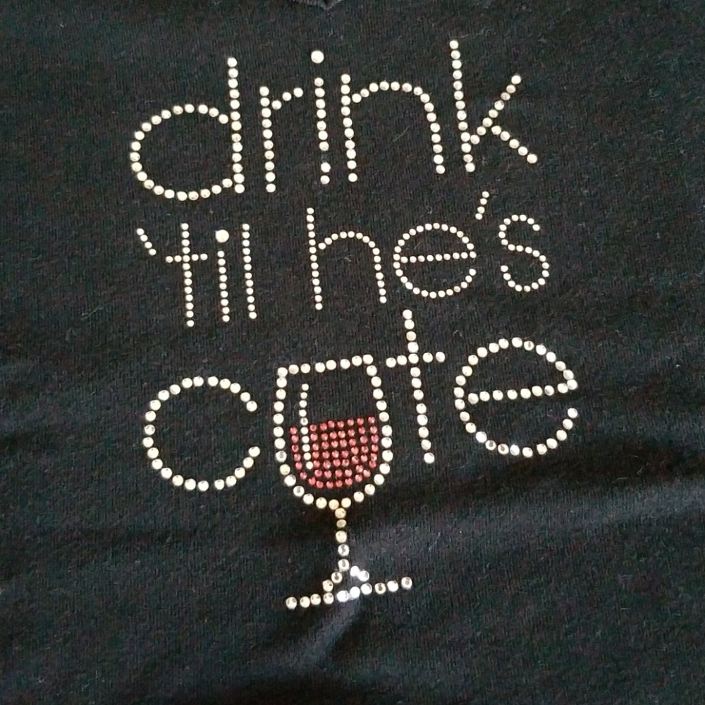 Black Rhinestone V-neck - Picture 2 of 4